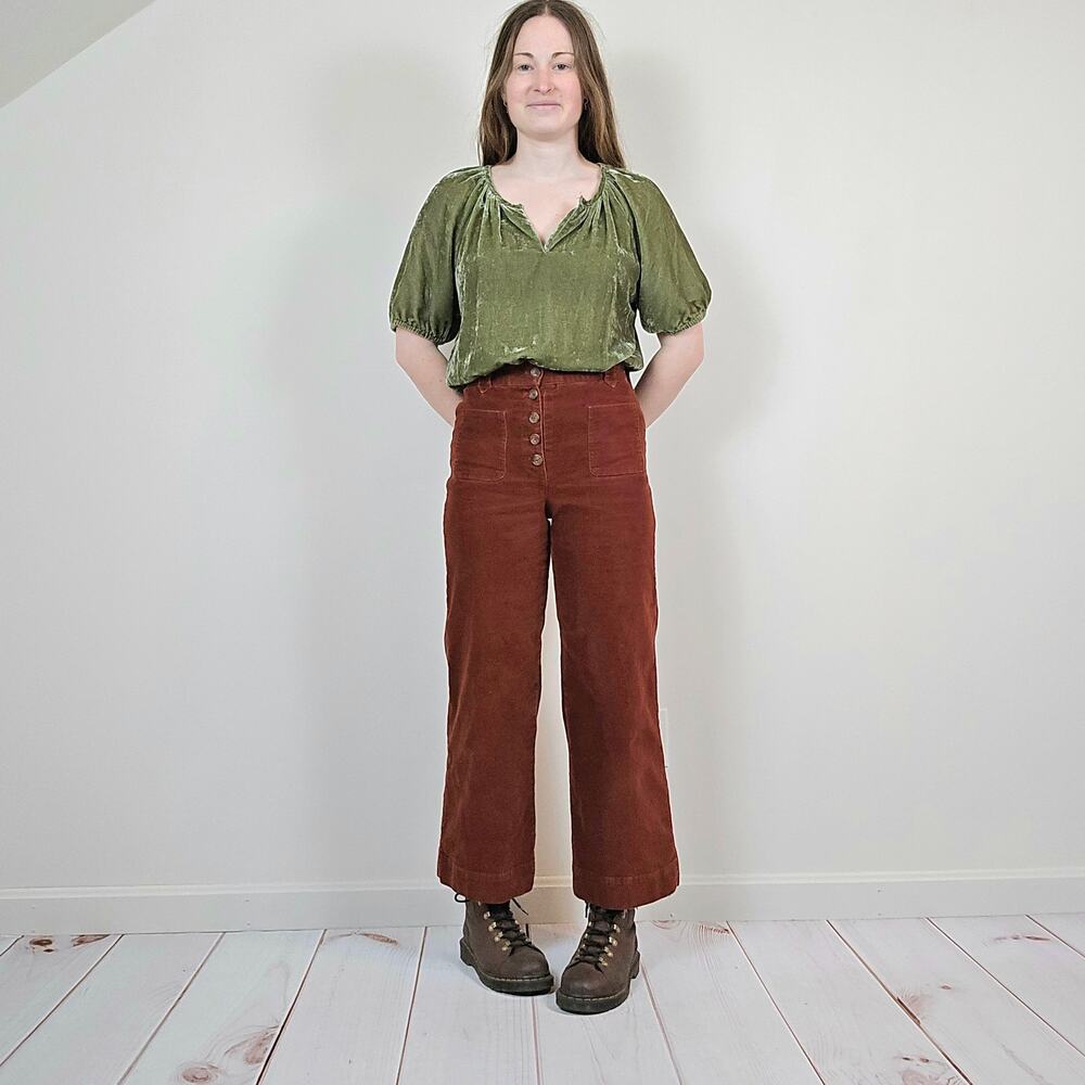Daniel Rainn Velvet Blouse Green Small